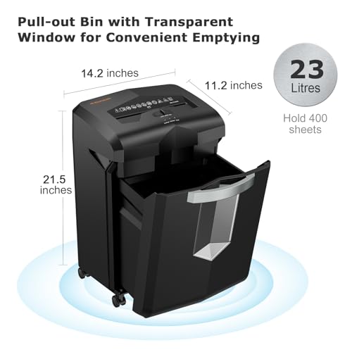 Bonsaii 18-Sheet Cross-Cut 60-Min Run Heavy Duty Paper Shredder | Anti-Jam, P-4 Security Level, 62dB Ultra-quiet, 6-Gal Bin with Casters, Shreds Credit Cards & Staples C149-C - size: 1 8 Sheet Cross Cut