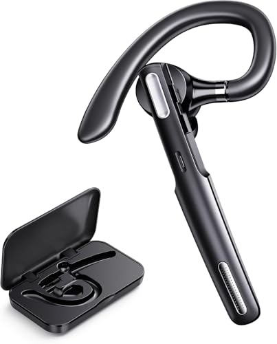 Bluetooth Headset, Wireless Headset with Mic, Bluetooth Headsets with Noise Cancelling Microphone & Mute Button for Computer Desk Cell Phones Trucker Home Office Work