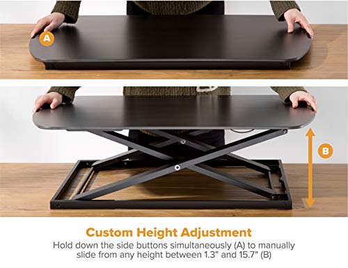 Bostitch Office Sit Stand Desk Converter, Height Adjustable Workstation Riser, Includes Wireless Charging Pad, Black (STND-3122BK) - style: Sit-Stand