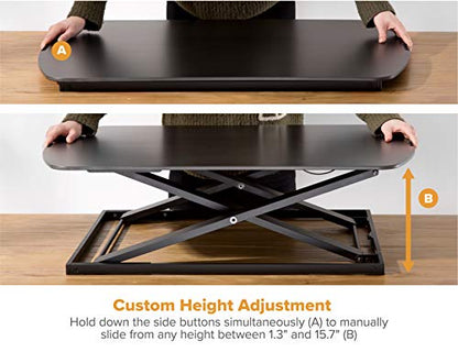 Bostitch Office Sit Stand Desk Converter, Height Adjustable Workstation Riser, Includes Wireless Charging Pad, Black (STND-3122BK) - style: Sit-Stand