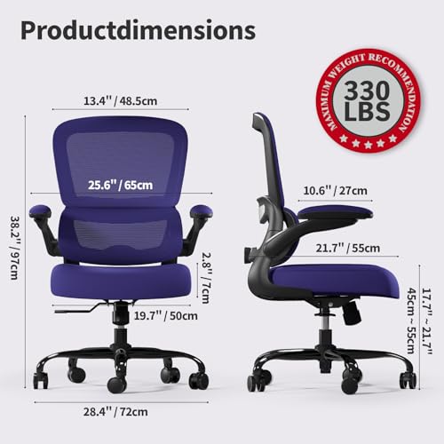TRALT Office Chair - Ergonomic Desk Chair with Adjustable Lumbar Support, Mesh Computer Chair, Executive Chair for Home Office Comfortable Lumbar Support (1, Purple) - color: Purple