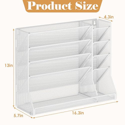 Jakyitvi Adjustable 5 Tiers Wall File Organizer Metal Hanging Holder White - color: White