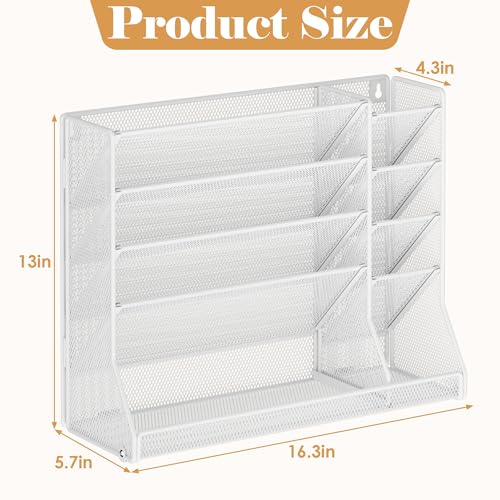 Jakyitvi Adjustable 5 Tiers Wall File Organizer Metal Hanging Holder White - color: White