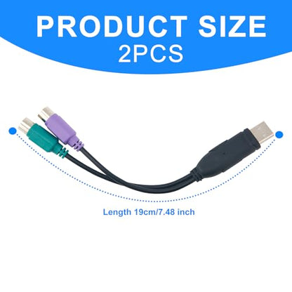 2pcs PS/2 to USB Adapter