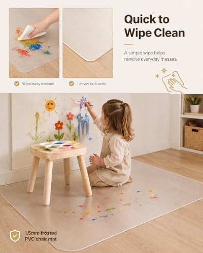 Heavy Duty Chair Mat, 36" x 48" Clear Frosted PVC Chair Mat, 1.5mm Floor Protector for Rolling Chairs, Wood and Tile Floors, Home Office - size: 36 × 48 in