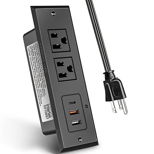 Type-C Conference Recessed Power Strip Socket,20W PD Fast Charging USB-C Power Strip,with 2 Outlets & 2 USB-A Ports &1 USB-C Port, 6.5ft Extension Cord,Conference Table Hidden Outlet - color: 3A+Type C, size: with USB-C