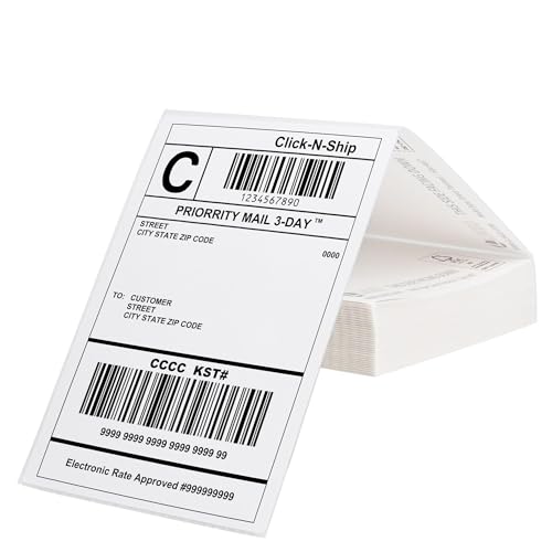 L LIKED 200 4x6 Thermal Labels Fanfold, Direct Thermal Shipping Labels - Perforated and Strong Adhesive - size: 200 Labels