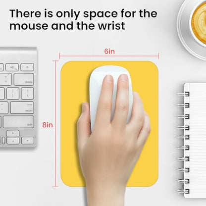 Small Mouse Pad 6 x 8 Inch, Horizontal and Vertical Flexible use. Great for Traveling, Wireless laptops, Keyboard Trays, Offices, etc. (Yellow) - color: yellow