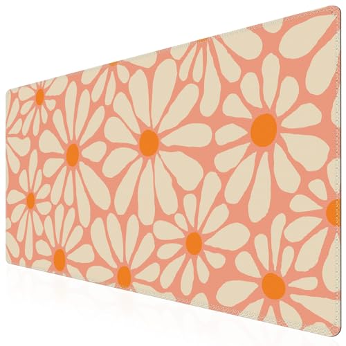 iCasso Desk Mat,Desk Matt for Desktop,Cute Desk Pad Mat, Orange Floral - color: A-Orange Daisy