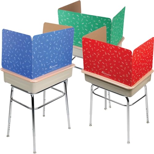 Really Good Stuff Standard Privacy Shield, 3 Colors, Set of 12 | Matte Finish in Red, Green & Blue, Desk Dividers - color: Red, Blue, & Green Pencils, size: Large 14"H