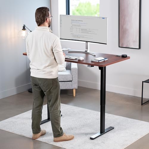 VIVO Dark Walnut 60 x 30 in Standing Desk, DESK-KIT-0B6D - color: Dark Walnut Top / Black Frame, size: 60 x 30 inch