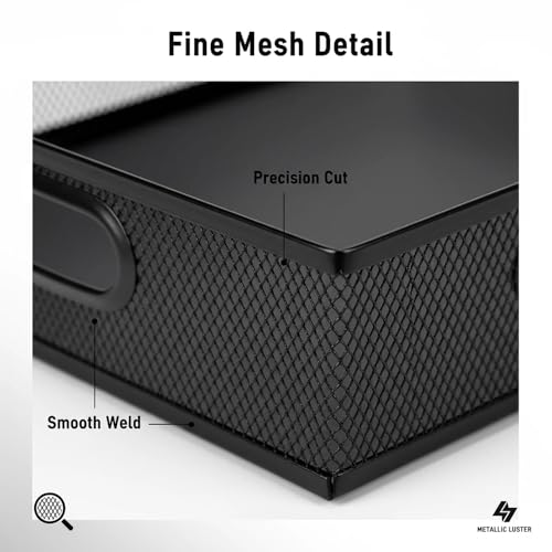 Metal Mesh Desk Organizer Tray, 2 Pack, for Classroom & Office | Sturdy metal mesh desk tray, fits A4. 12.6 x 9.1 x 2.8 inches. for home, classroom, office. Holds papers, crafts, gift wrap - size: 12.6" x 9.1" x 2.8" (2 Pieces)