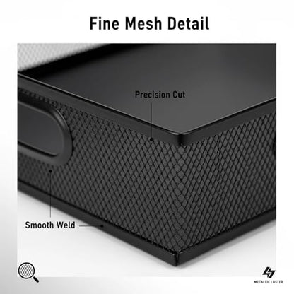 Metal Mesh Desk Organizer Tray, 2 Pack, for Classroom & Office | Sturdy metal mesh desk tray, fits A4. 12.6 x 9.1 x 2.8 inches. for home, classroom, office. Holds papers, crafts, gift wrap - size: 12.6" x 9.1" x 2.8" (2 Pieces)