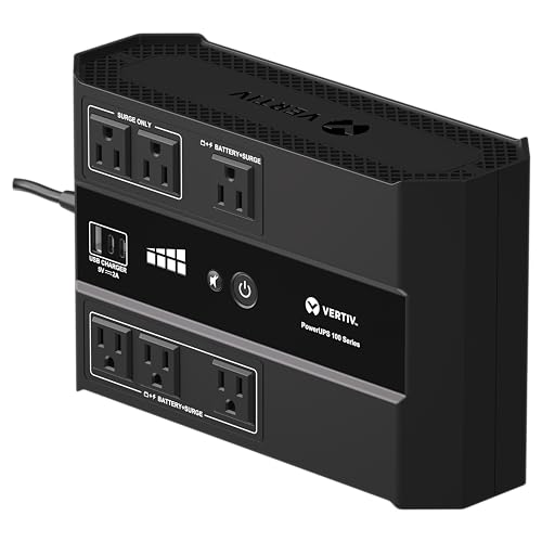 Vertiv Liebert PowerUPS 100 PST6-500LVMT Battery Backup UPS 500VA USB-C+A - size: 500va/305w