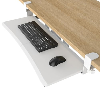 UPGRAVITY Extra Large Keyboard Tray Under Desk - Slide Out with Sturdy C-Clip Mount System, 31.5" (35.8" Including Clamps) x 11.8" Put-Out Keyboard Tray Computer Drawer for Ergonomic Typing, White - color: White