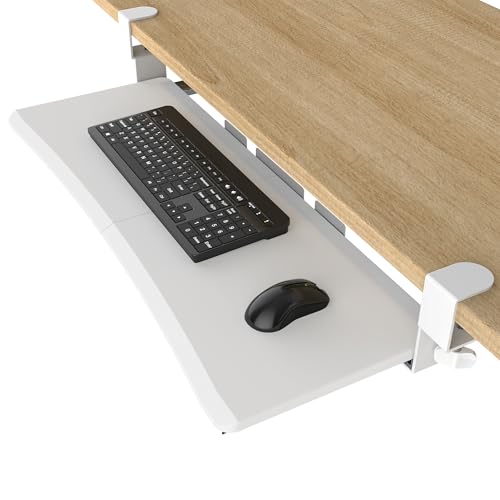 UPGRAVITY Extra Large Keyboard Tray Under Desk - Slide Out with Sturdy C-Clip Mount System, 31.5" (35.8" Including Clamps) x 11.8" Put-Out Keyboard Tray Computer Drawer for Ergonomic Typing, White - color: White
