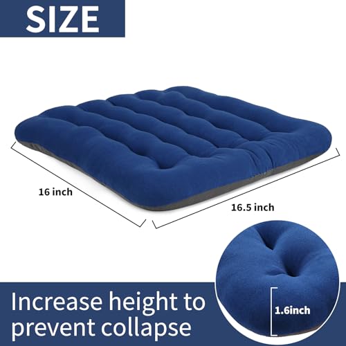 BUYUE Good Support Office Chair Cushion Padded, Soft Velvet Comfortable Non-Slip Seat Cushion for Computer Desk Kitchen Chair (1 Count, Blue) - color: Blue