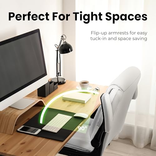 NEO CHAIR PU Leather Office Desk Chair with Adjustable Arms, All White - color: All White