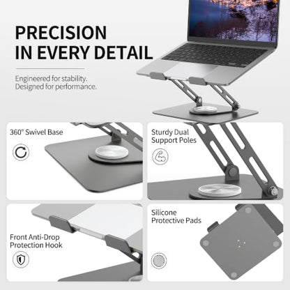 ALASHI 360° Rotating Laptop Stand, Multi-Angle, 10-17", Grey - color: E-Grey