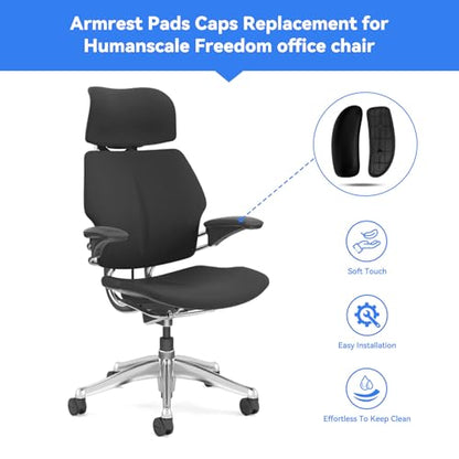 Arm Pads Replacement for Humanscale Freedom Office Chair | Only for Freedom Height Adjustable Arm Chair, Black, 1 Pair