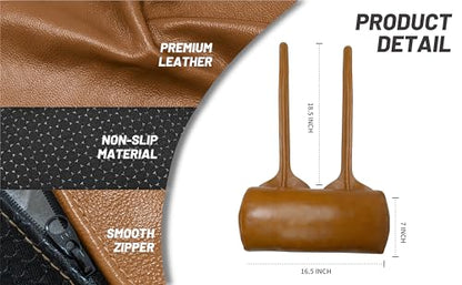BOWERBIRD Genuine Leather Recliner Head Pillow-Head and Neck Pillow-Headrest Cushion for Neck Pain Relief and Cervical Support - color: Caramel