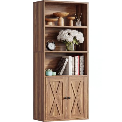 IRONCK Industrial Bookshelves and Bookcases with Doors and Shelves - color: Oak Brown