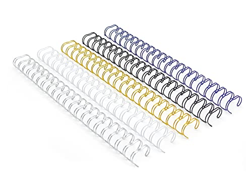 Rayson Wire Binding Spines, 1" 2:1 Pitch 21-Loop, Multicolor, 50 Pack | Includes black, gold, blue, white and silver; 1" size binds up to 240 sheets with compatible 2:1 pitch binders. - size: 1 inch