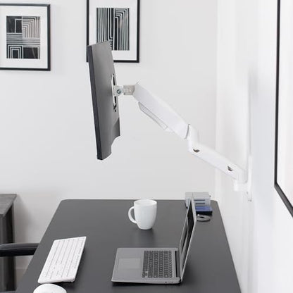 VIVO Single Monitor Counterbalance Wall Mount for 32 inch Screens up to 19.8 lbs, Full Motion, Max VESA 100x100, White, MOUNT-V001GW