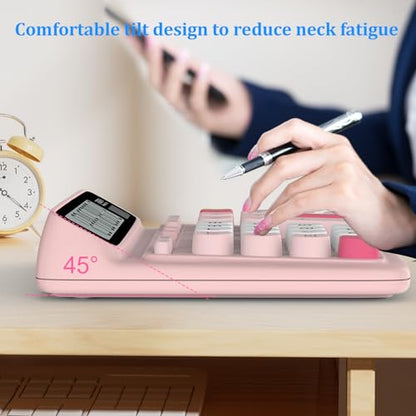 Desktop Calculator with Extra Large 5-Inch LCD Display, 12-Digit Two Way Power Solar & Battery Office Calculator with Big Buttons for Business, Accounting & Home Use(Pink) - color: Pink