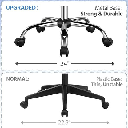 Yaheetech White Office Chair PU Leather Swivel Rocking Desk Seat with Arms | Foam-padded channel-stitched PU leather back supports desk hours; chrome frame rocks, adjusts in height, rolls on casters. - color: White