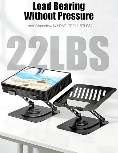 Adjustable Laptop Stand with 360 Rotating Base, Computer Stand for Laptop Ergonimic Foldable Laptop Riser for Desk Compatible with MacBook Pro/Air Notebook up to 16 Inches, Black - color: Black