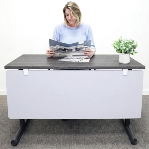 OBEX Modesty Desk PET Privacy Screen, Acoustic Sound Absorbing Panel Ideal for Reception, Student Table or Office Cubicles Workstations, 18" x 72", Stone - color: Stone, size: 18"H X 72"W