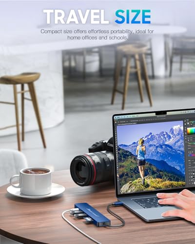 Hiearcool USB C Hub, 7-in-1 USB C Dongle for MacBook, HDMI, PD, Navy Blue - color: Navy Blue