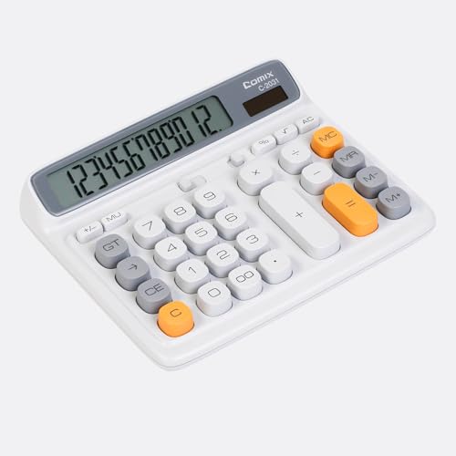 Comix Desktop Calculator, 12 Digits Large Button Desk Calculator, White - color: White