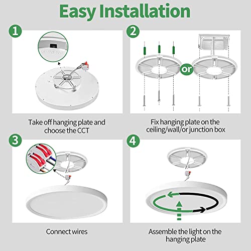 9Inch 8PK White LED Flush Mount Ceiling Light,18W,1860LM, 3CCT Selectable | 3000K/4000K/6000K CCT Selectable, White Close to Ceiling Round Flat Panel Light, Super Slim LED Ceiling Light for Bedroom - color: White, size: 9"-8PK