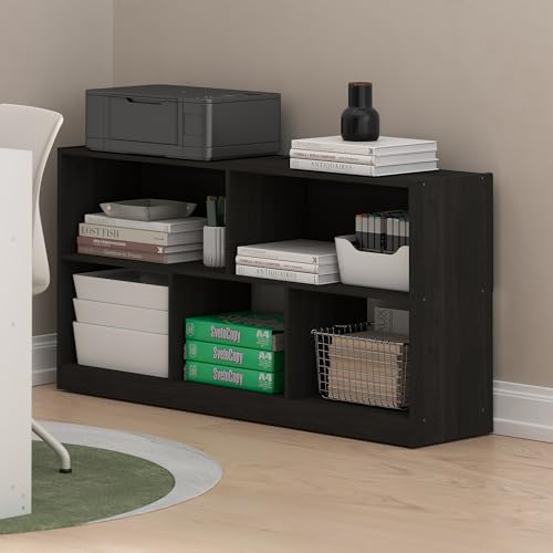 Furinno DALY Book Shelf, 5-Cube Bookshelf, Horizontal Cube Storage Organizer Bookcase, 10.9 x 47.2 x 23.6, for Living Room, Bedroom, Home Office, Espresso - color: Espresso, size: Standard, 5-Cube