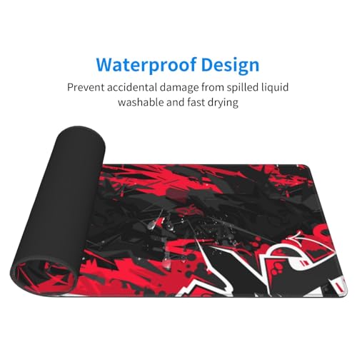Gaming Mouse Pad, with Stitched Edges, Dark Black Urban Street Art Graffiti Mouse Mat, Extended XL Mousepad with Anti-Slip Base, Cool Large Mouse Pad for Desk, 31.5 x 11.8 in - color: Dark Black Urban Street Art Graffiti