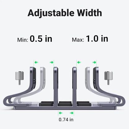 UGREEN 3-Slot Vertical Laptop Stand Holder Desk Compatible with MacBook Pro Air Laptop Stand Desktop Adjustable, Lenovo Ideapad, Surface Book, HP Notebook, Dell Chromebook Up to 17.3 Inch, Space Gray - size: 3-Slot