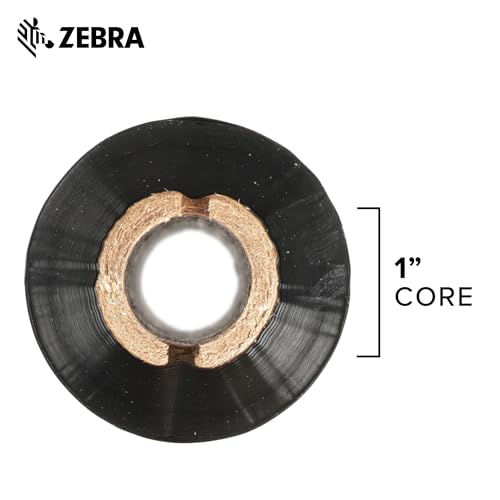 Zebra Standard Black Wax Ribbon for Thermal Transfer Desktop Printers Width 4.33 in Length 242 ft 0.5 in Core Pack of 6 Rolls Compatible with Multiple Models 10031723SP