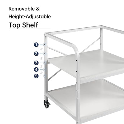 Fannova Large Printer Stand for Under Desk Storage, Adjustable Top Shelf | Table Top 20"x20", Fits 3D/Laser Printer, Easy Roll Industrial Wheels, Heavy Duty 2 Tier Printer Cart for Home Office, White - color: White