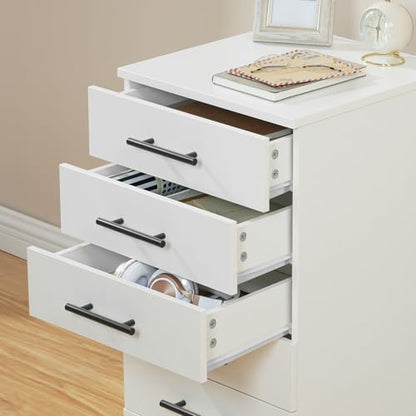 HOOBRO 5-Drawer File Cabinet, Office Filing Cabinet with Drawers, Wooden Mobile Storage Cabinet with Wheels, for Makeup, Home Office, Easy Assembly, White WT05WJ01G1 - color: White