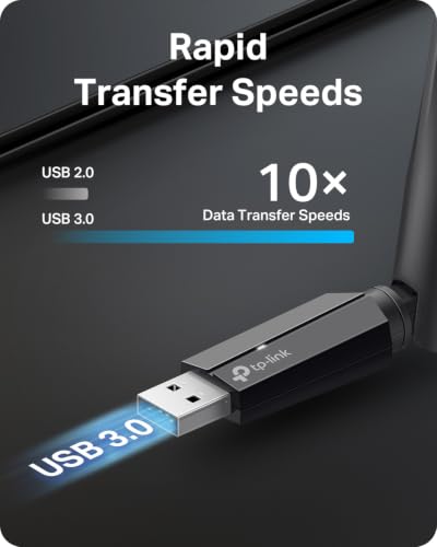 TP-Link BE6500 Tri-Band USB 3.0 Wi-Fi 7 Adapter for Desktop PC, WiFi Dongle | Wireless Adapter Up to 6500 Mbps|2.4+5+6GHz| High-Gain Antenna | Win11/10 | Plug & Play | MLO,4K-QAM,WPA3,OFDMA- TBE400U Plus - size: BE6500, WiFi 7