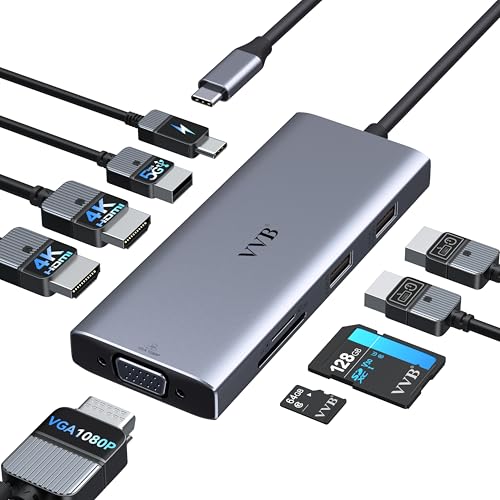 Laptop Docking Station 3 Monitor USB C Docking Station Dual Monitor Adapter - size: 3.1 inches