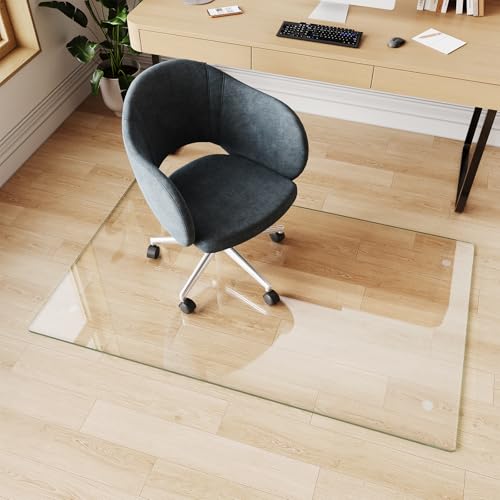 Glass Chair Mat 30" x 48" Tempered Glass Office Chair Mat - color: Transparent, size: 48" x 30"