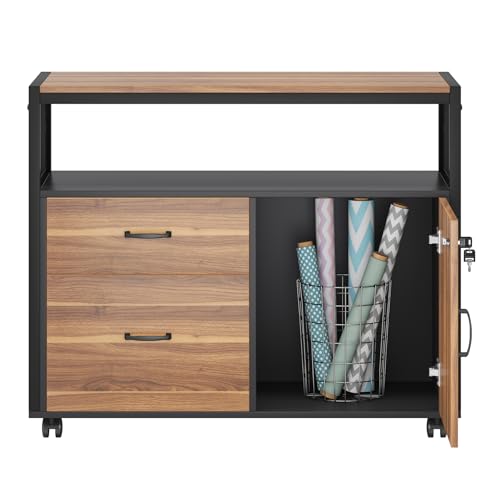 Tribesigns 63" Executive Desk with Reversible File Cabinet, Large L-Shaped Office Desk with Drawers, Business Furniture Workstation for Home Office - color: Walnut