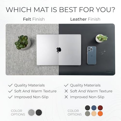 Nordik Felt Desk Mat - Large Felt Desk Pad - Marle 35 x 17 inches | Premium Desk Matt for Desktop, Full Desk Keyboard Mouse Pad, High Quality Felt and Non-Slip Rubber Liner for Home and Office - color: Marle