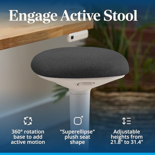 UPLIFT DESK Engage Stool – Active Stool with 360 Motion, Adjustable Height Standing Desk Stool from 21.8’’-31.4’’, Ergonomic Anti-Slip Office Chair Alternative (Graphite)