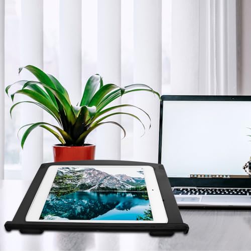 BESPORTBLE Adjustable Laptop Stand and Cooling Rack for Desk Use, Universal Black Laptop Holder with Ventilated Base for Heat Dissipation, Compatible with Notebooks and Pcs