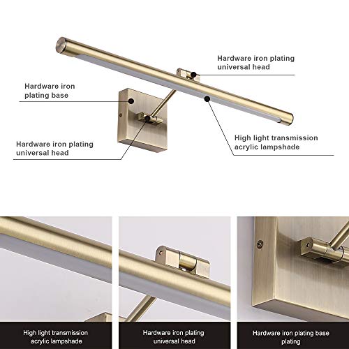 Joosenhouse Modern LED Picture Lights 24.4 inch, Antique Bronze Metal Artwork Display Lamp with Rotatable Sconces Lamp Head, 14W (70W Eqv.), Hardwired Connection, 3000K Warm White 840Lm… - color: Antique Bronze, size: Dimmable 24.4" Long