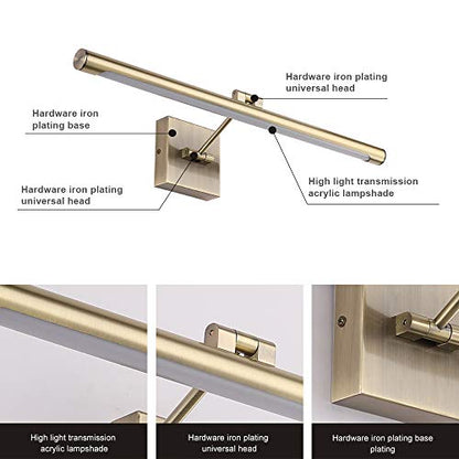 Joosenhouse Modern LED Picture Lights 24.4 inch, Antique Bronze Metal Artwork Display Lamp with Rotatable Sconces Lamp Head, 14W (70W Eqv.), Hardwired Connection, 3000K Warm White 840Lm… - color: Antique Bronze, size: Dimmable 24.4" Long